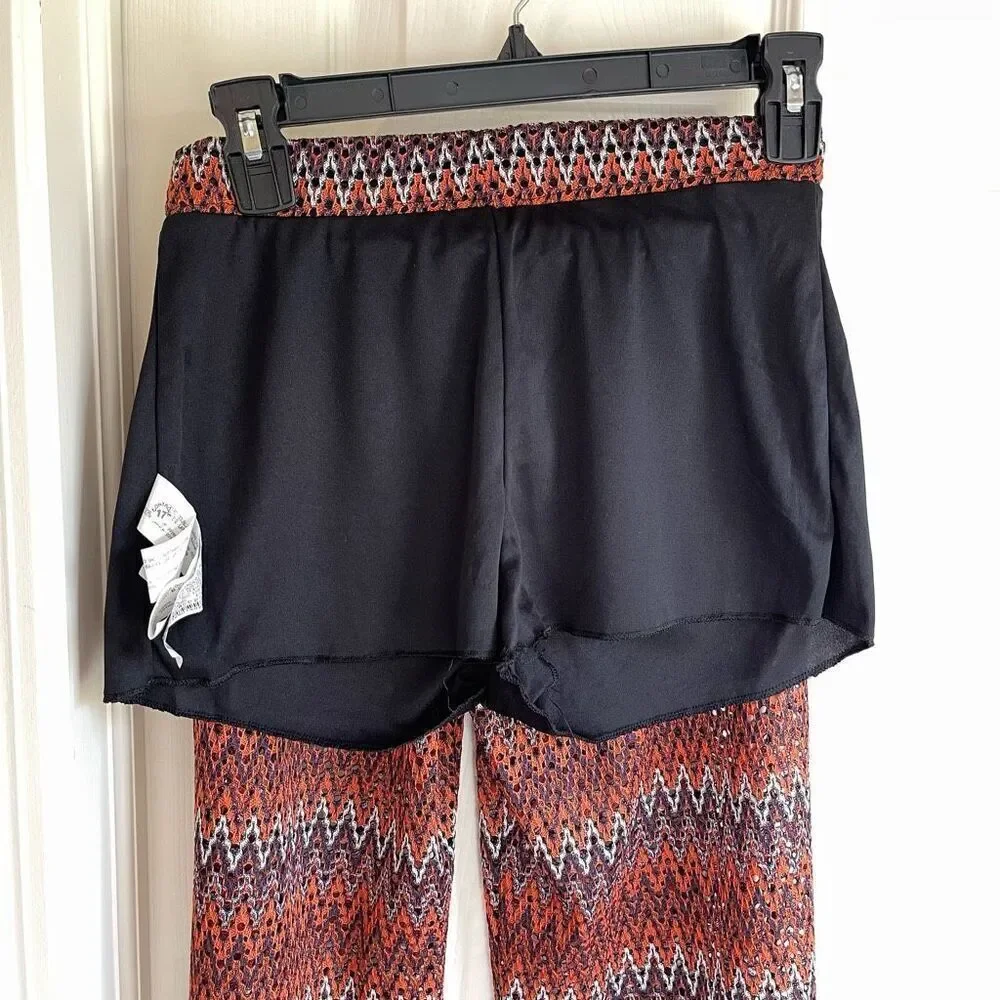 ZARA Trafaluc Zig Zag Chevron Open Knit Wide Leg Pants - Small